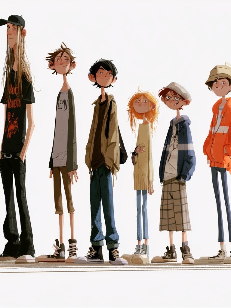 Stylized Teen Group Illustration Poster. poster — illustration art