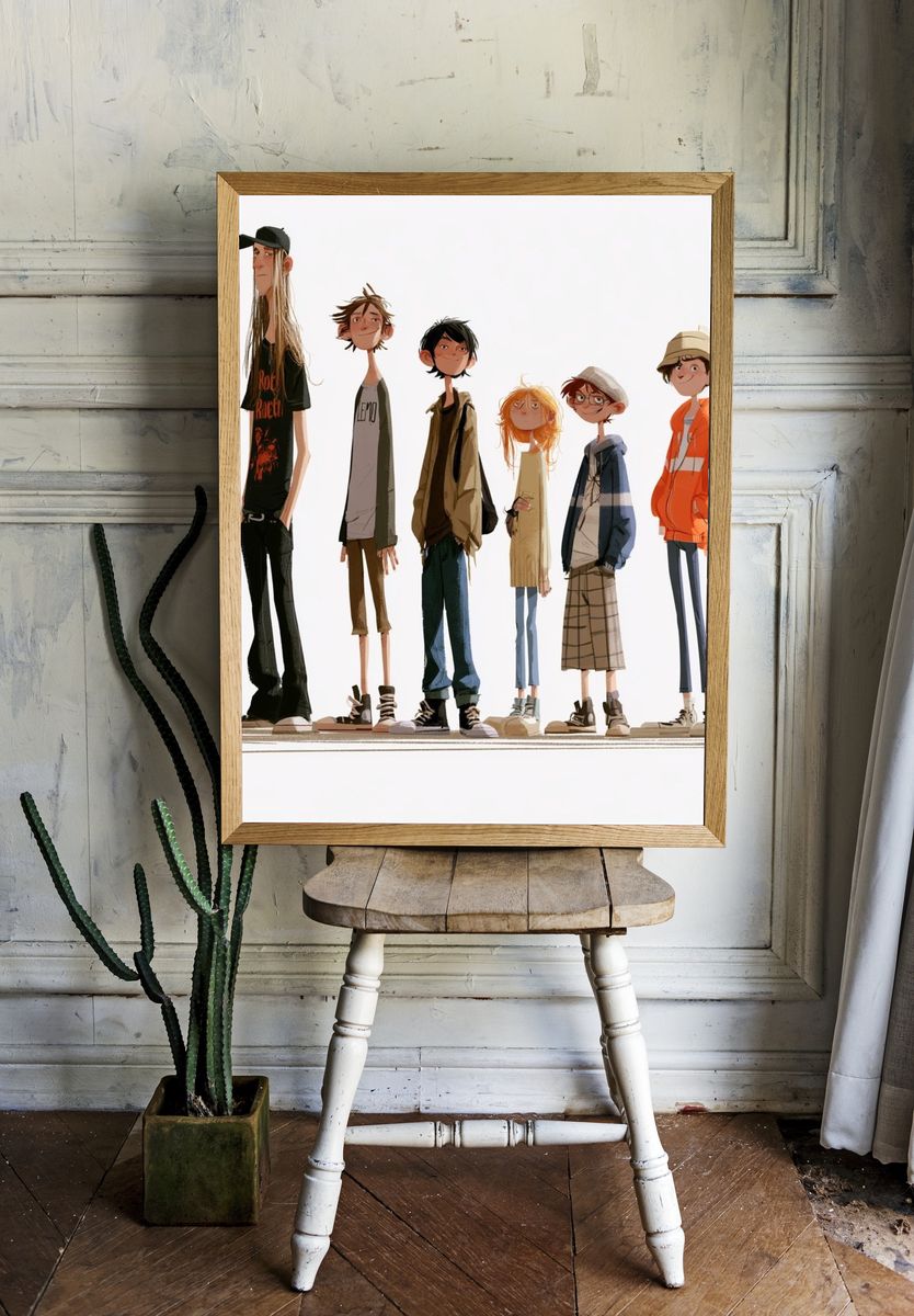 Stylized Teen Group Illustration Poster. — room view 1