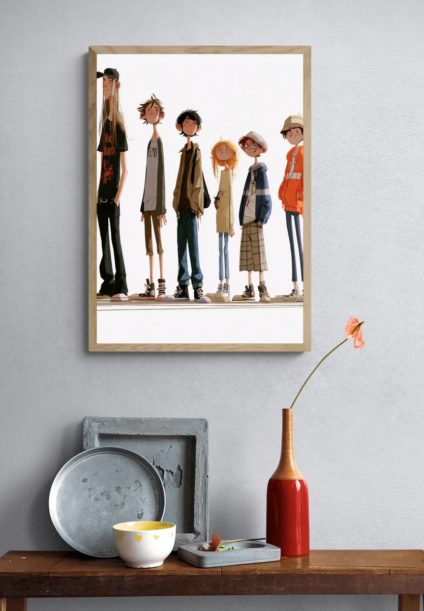 Stylized Teen Group Illustration Poster. — room view 3