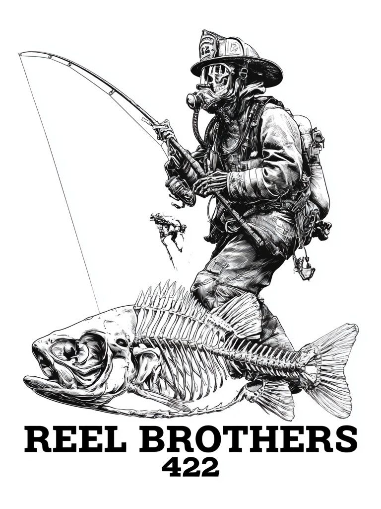 Reel Brothers Fishing Illustration Poster. poster — illustration art