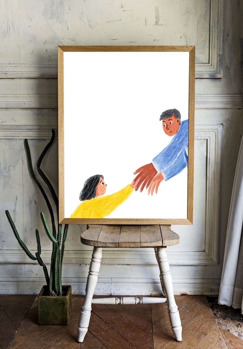 Tender Handhold Illustration Poster. — room view 1