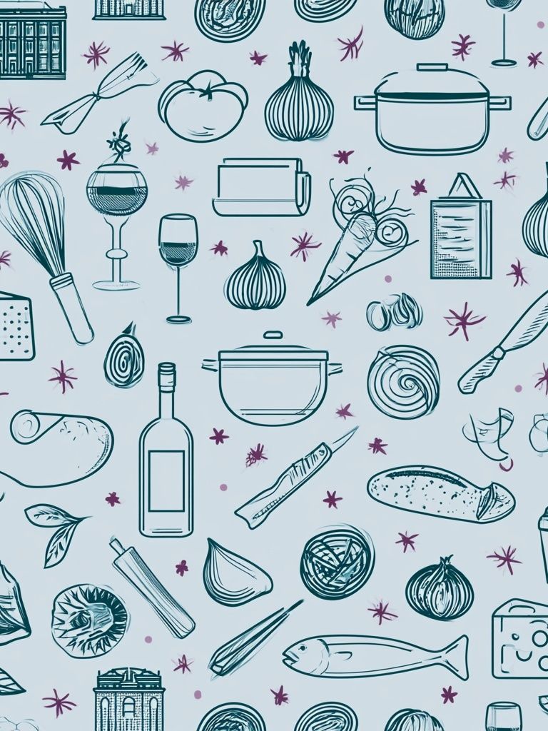 Kitchen Herbs and Utensils Illustration Print. poster detail
