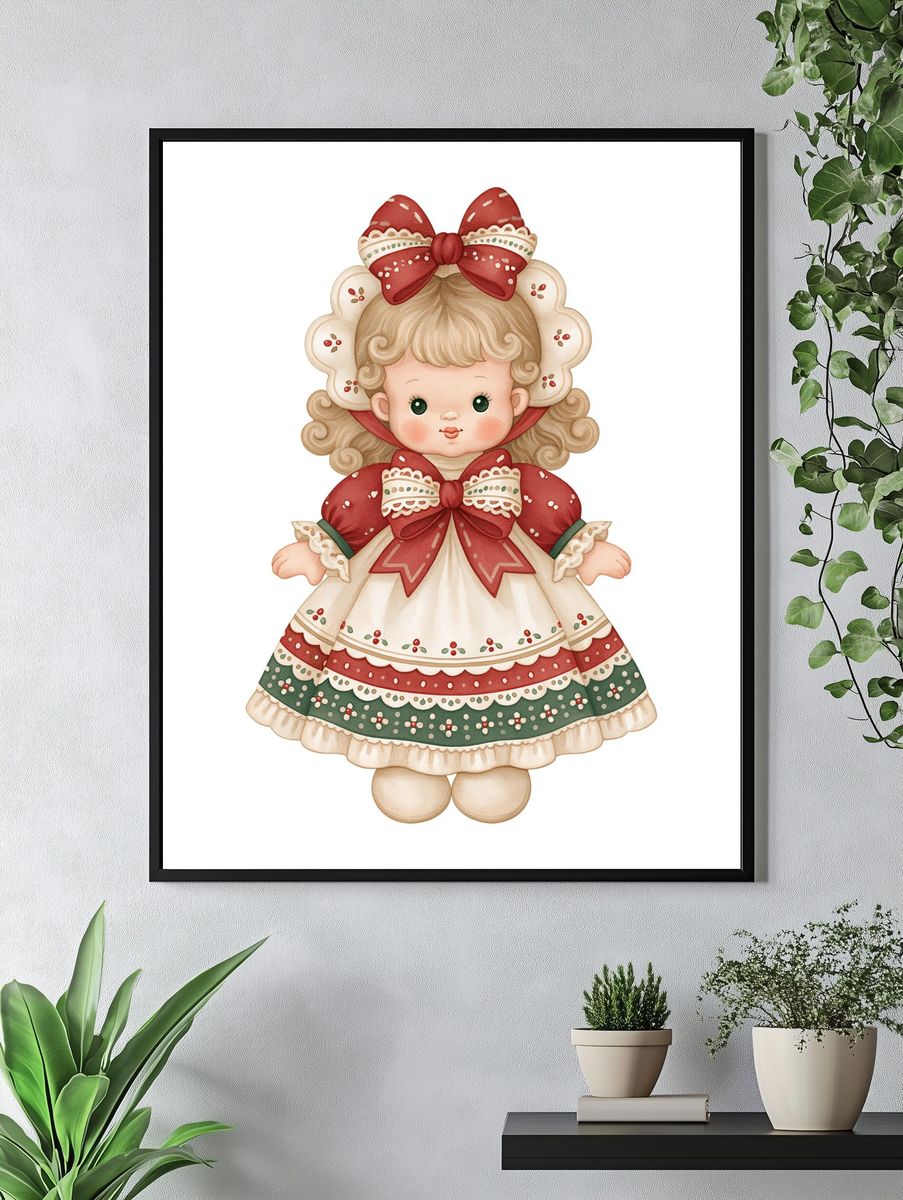 Christmas Doll Illustration Poster. — room view 4