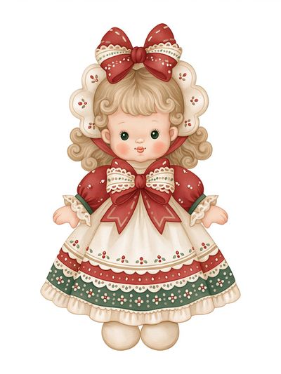 Christmas Doll Illustration Poster.