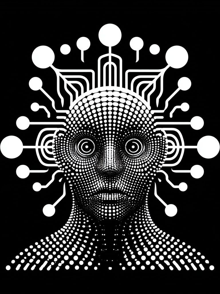 Futuristic Dot Portrait Print. poster detail
