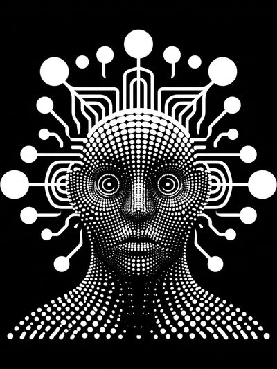 Futuristic Dot Portrait Print.