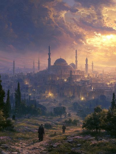 Sunset Cityscape Illustration Poster.