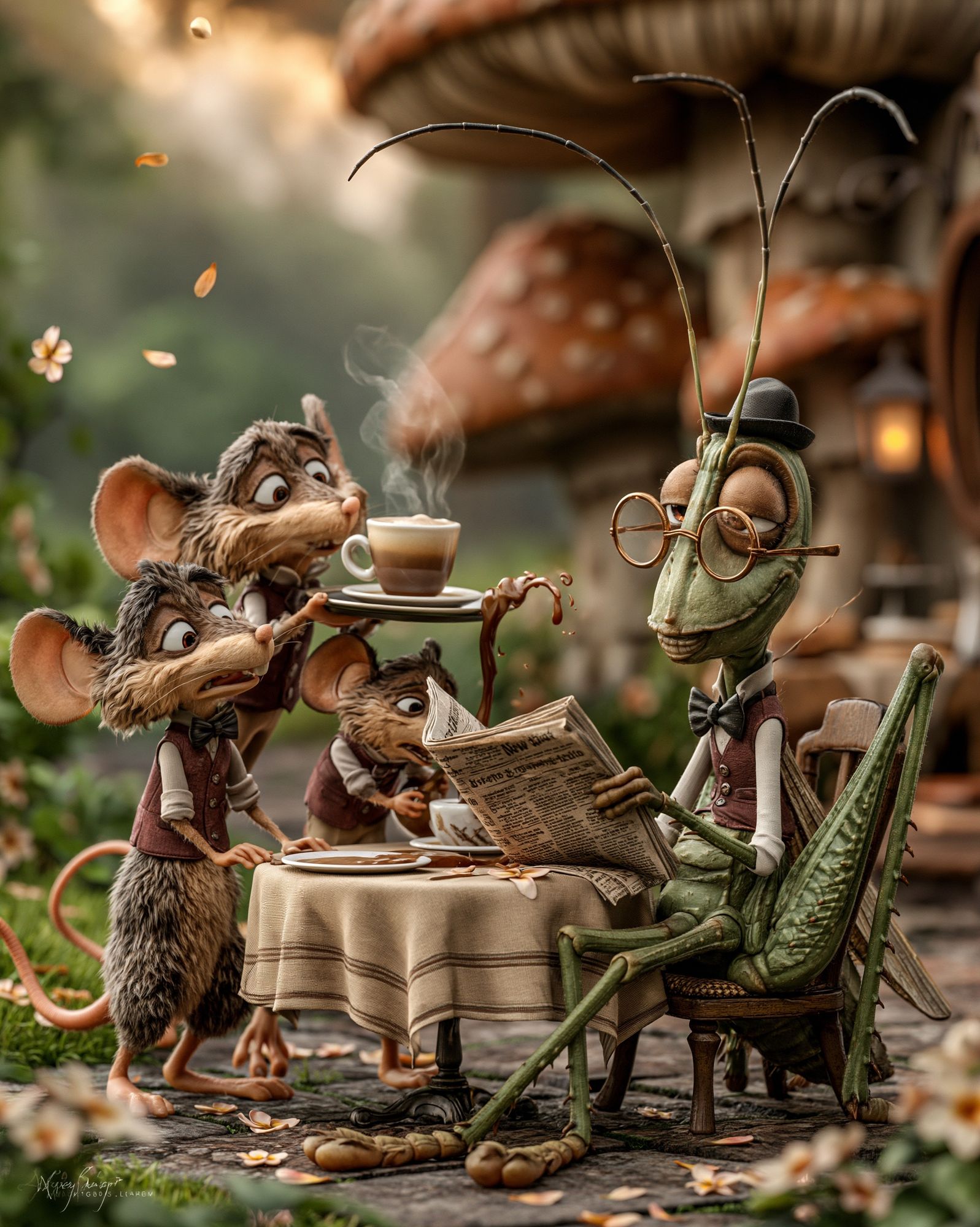 Whimsical Mouse Tea Party Illustration Poster. poster — illustration art