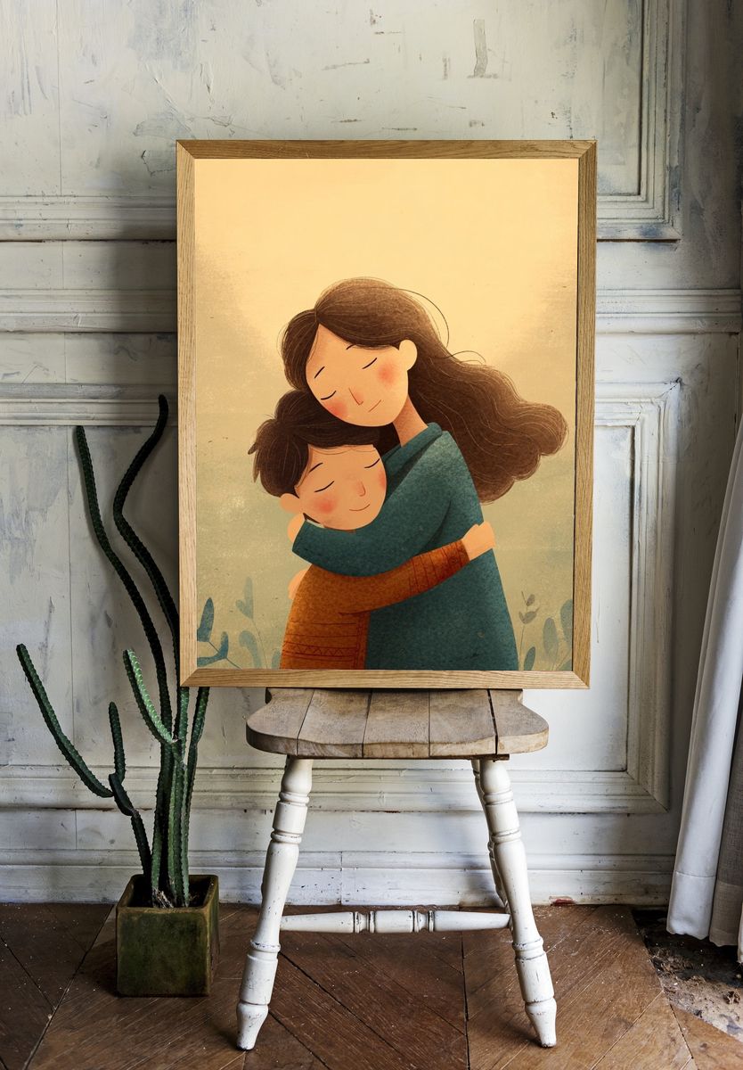 Tender Embrace Illustration Poster room preview