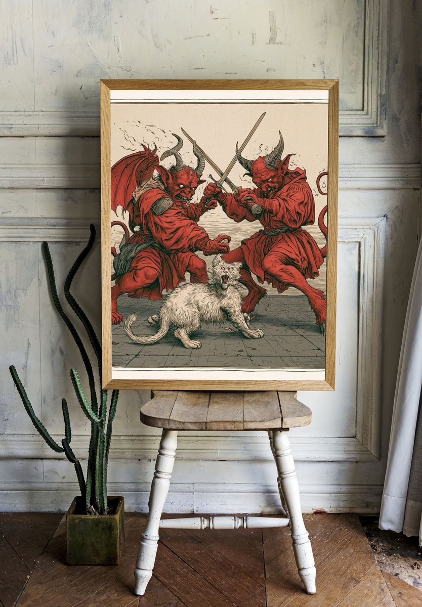 Demon Duel with Cat Print. — room view 1