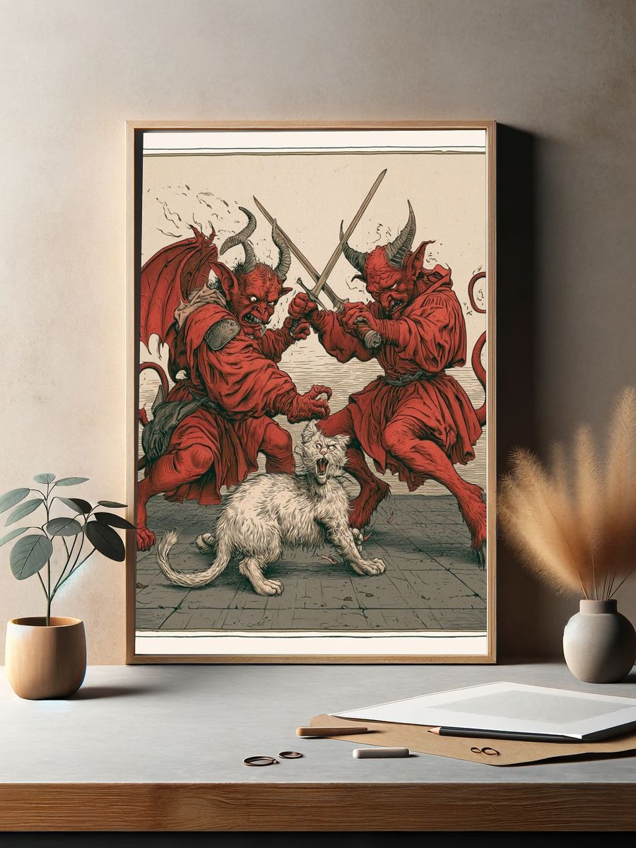 Demon Duel with Cat Print. — room view 2