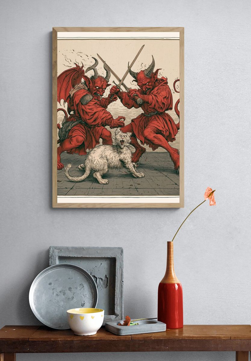 Demon Duel with Cat Print. — room view 3