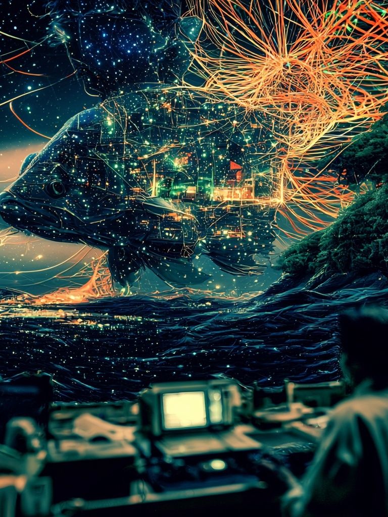 Cosmic Fish Dreamscape Print. poster — illustration art