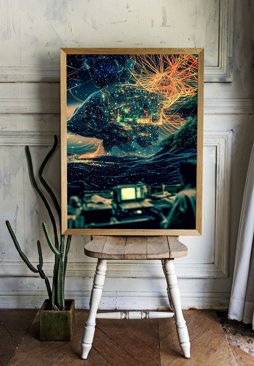 Cosmic Fish Dreamscape Print. — room view 1