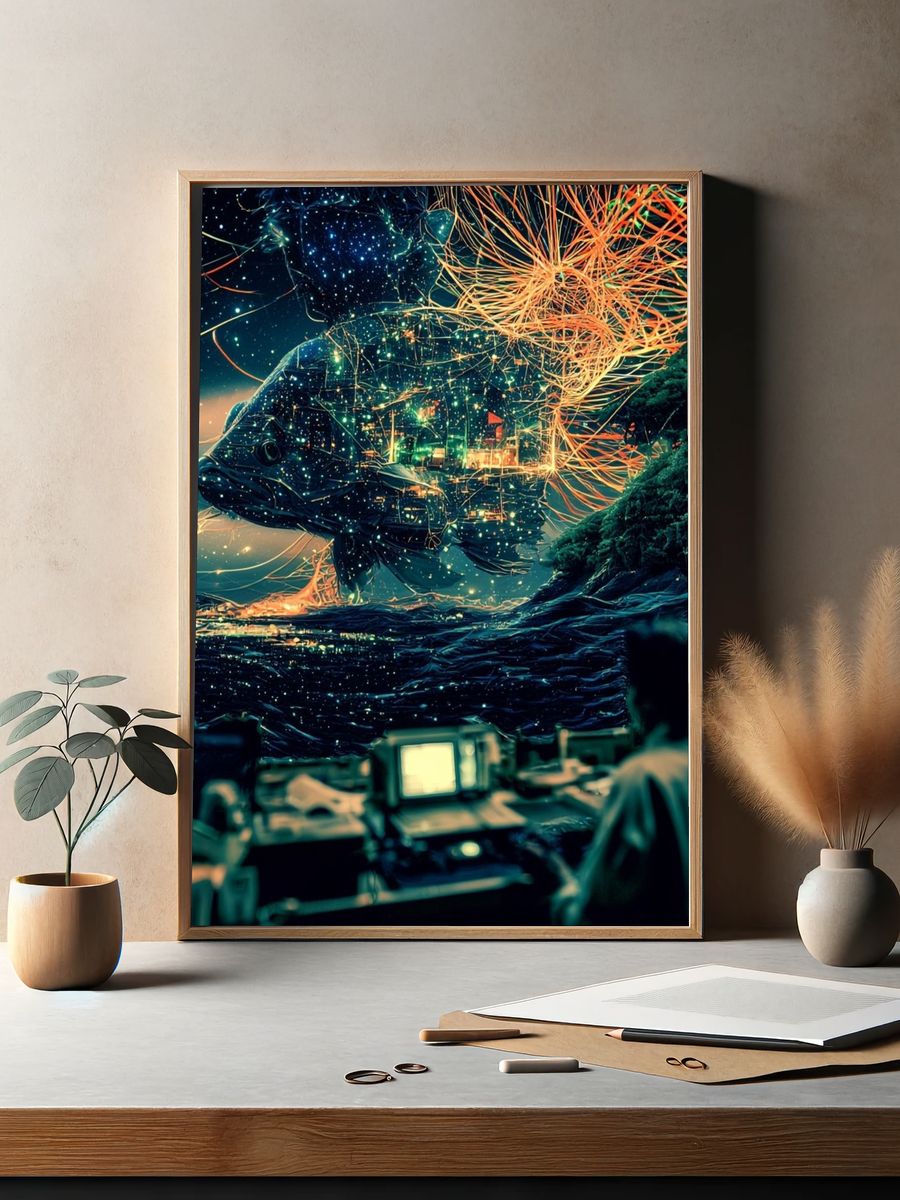 Cosmic Fish Dreamscape Print. — room view 2