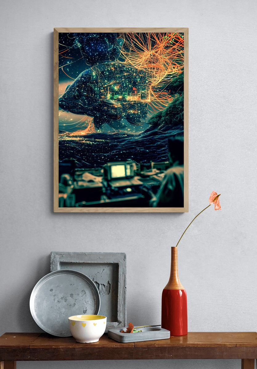 Cosmic Fish Dreamscape Print. — room view 3