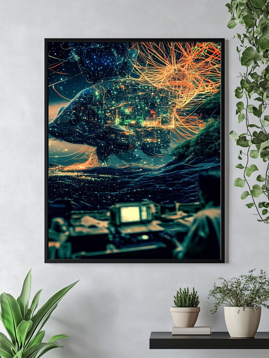 Cosmic Fish Dreamscape Print. — room view 4