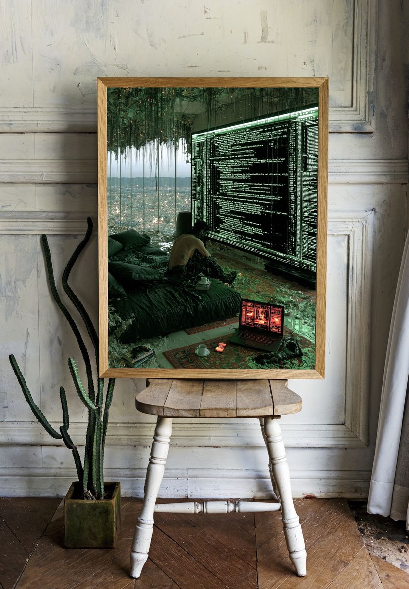 Cyberpunk Control Room Illustration Print. — room view 1