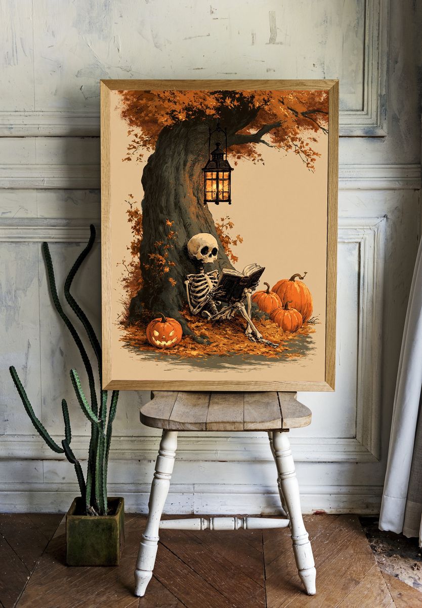 Halloween Skeleton Tree Poster. room preview