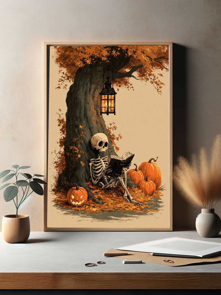 Halloween Skeleton Tree Poster. — room view 2