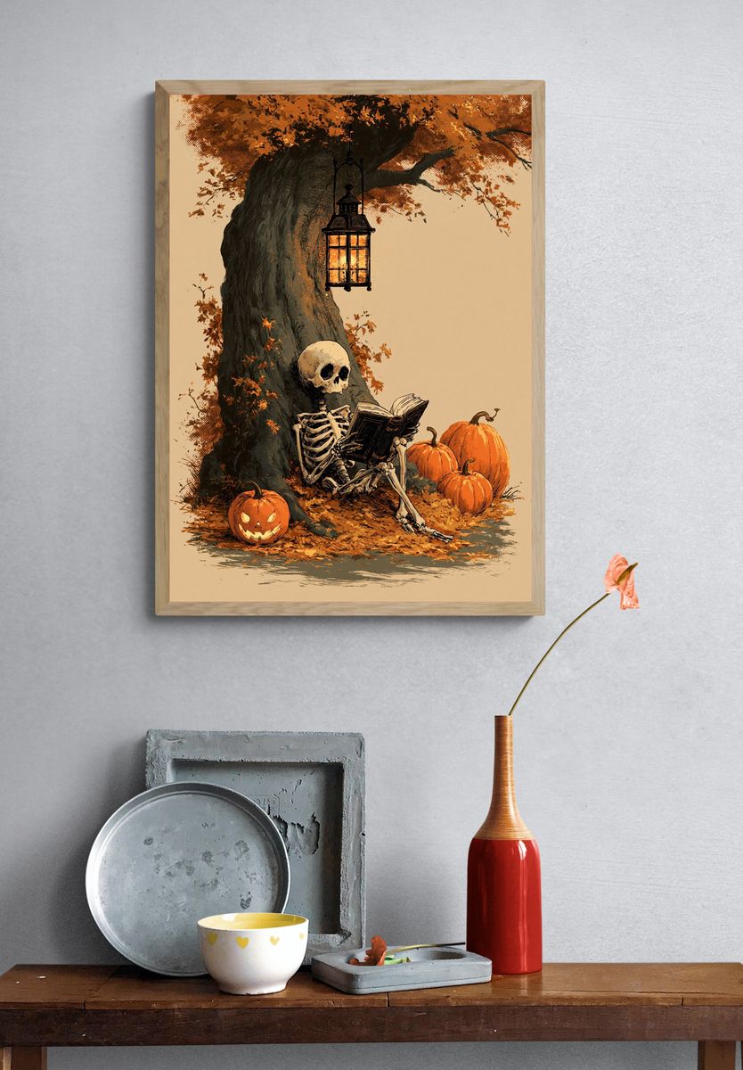 Halloween Skeleton Tree Poster. — room view 3