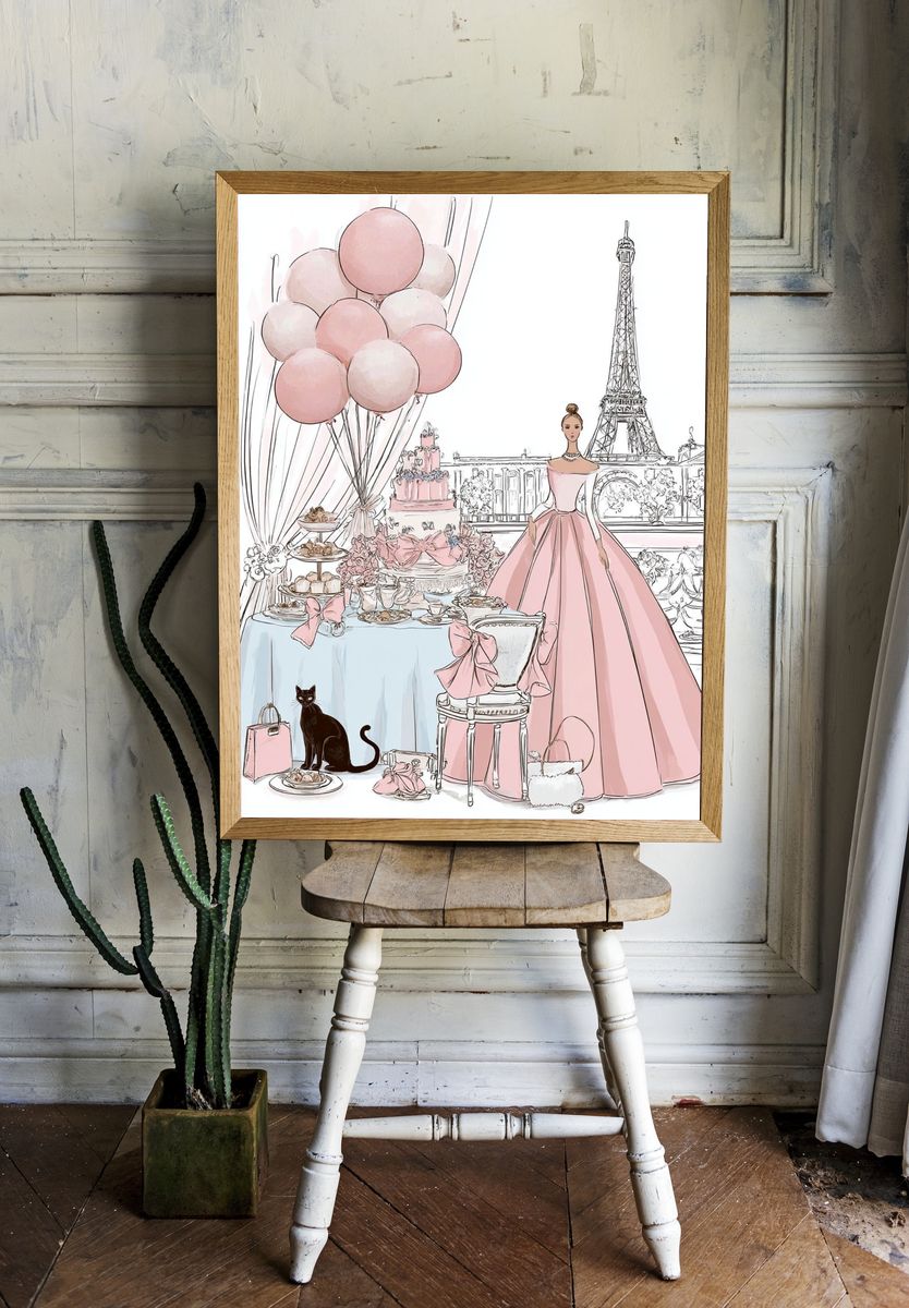 Paris Fashion Party Illustration Poster. room preview