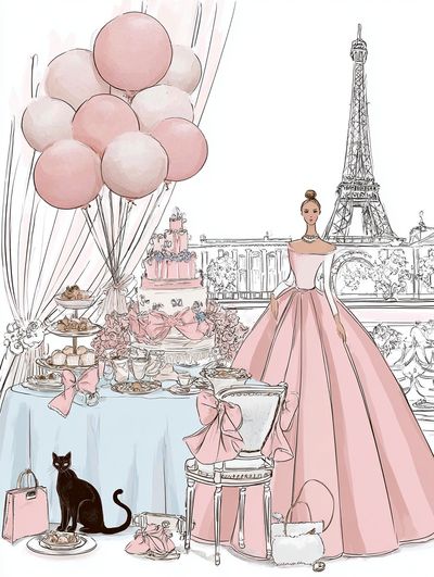 Paris Fashion Party Illustration Poster. poster