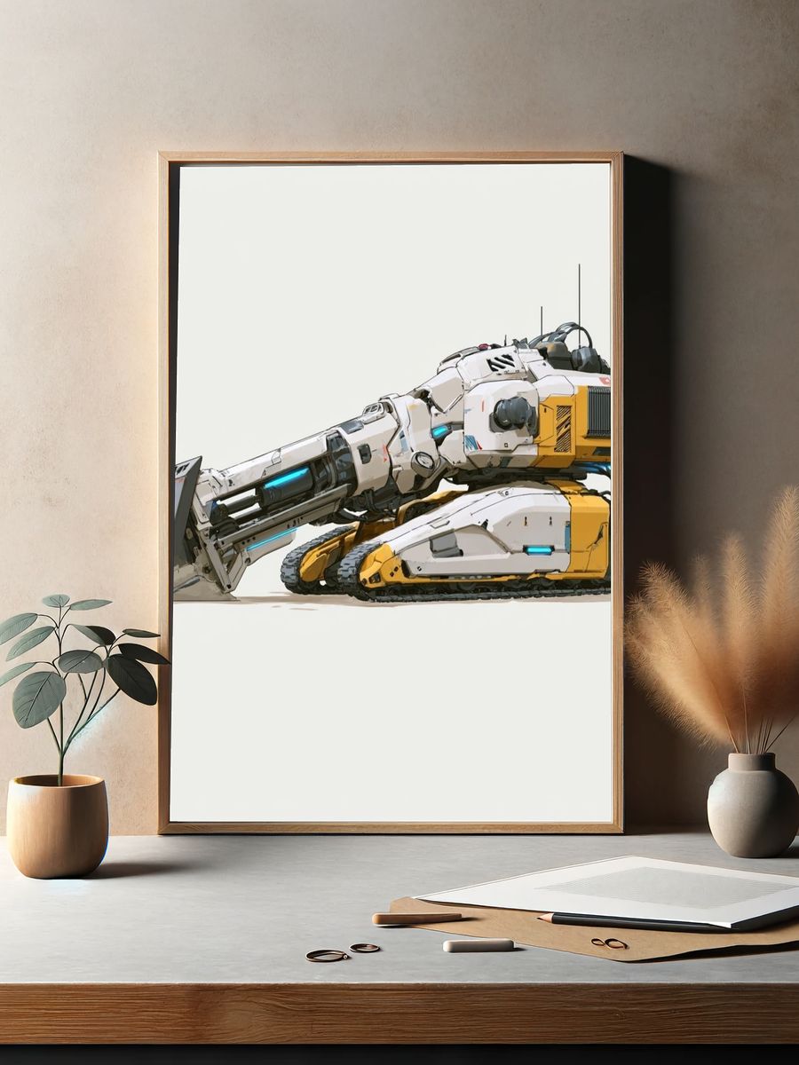 Futuristic Excavator Illustration Poster. — room view 2