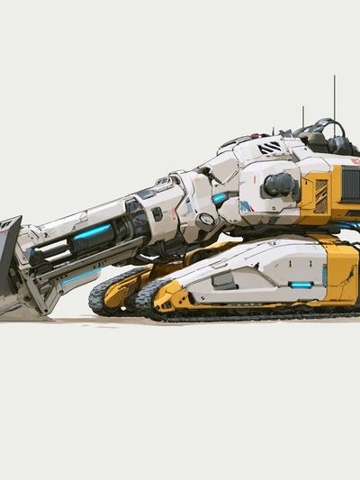 Futuristic Excavator Illustration Poster. poster