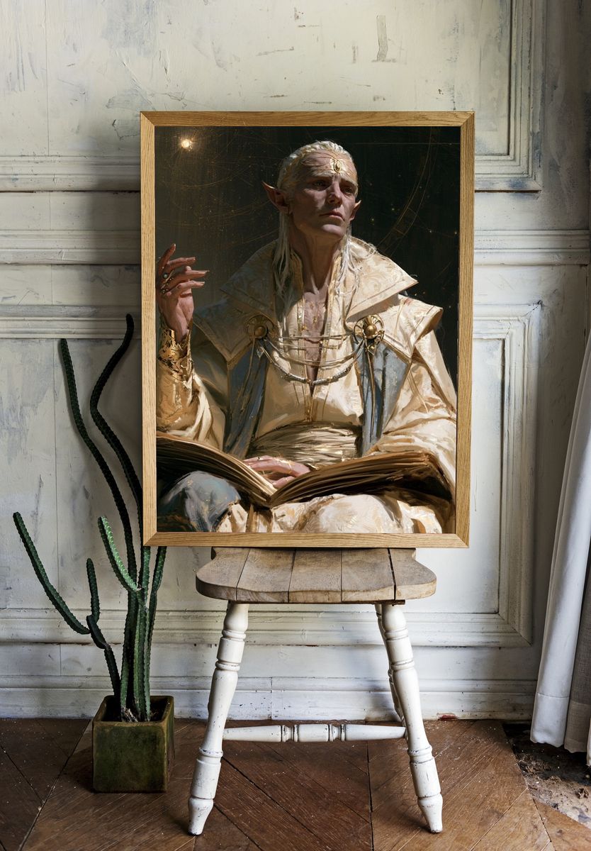 Elven Sage Portrait Print. — room view 1
