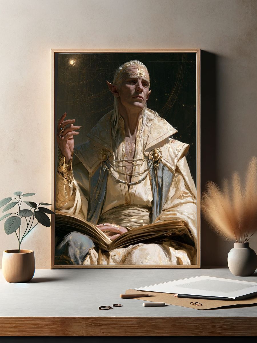 Elven Sage Portrait Print. — room view 2