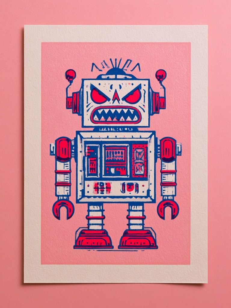 Angry Robot Illustration Poster. poster detail