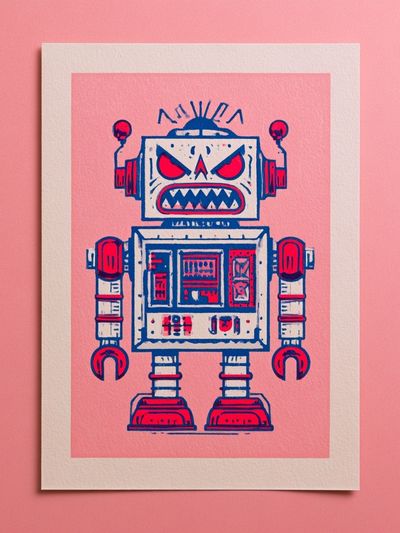 Angry Robot Illustration Poster. poster print