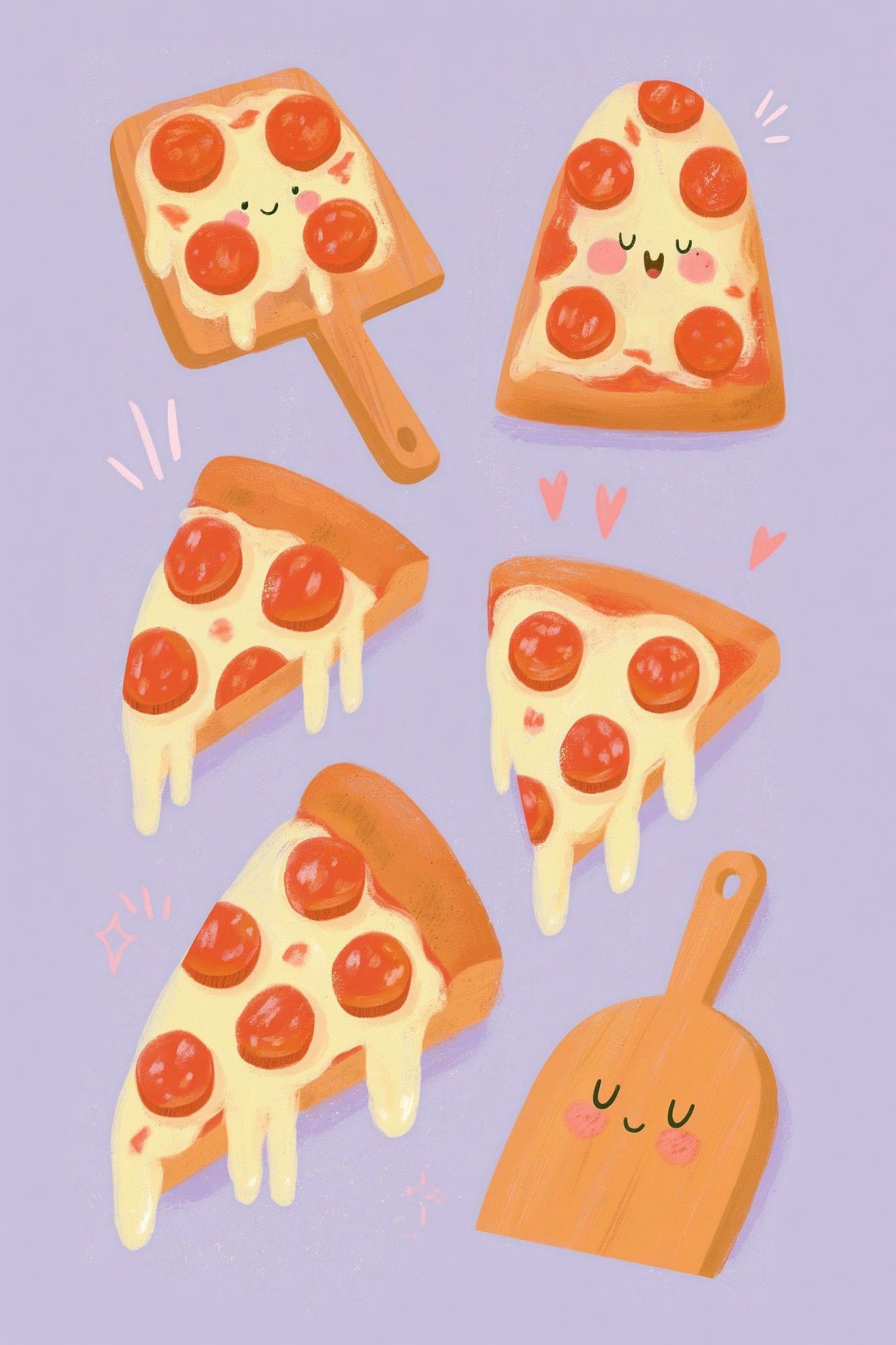 Cute Pizza Slice Illustration Poster. poster detail