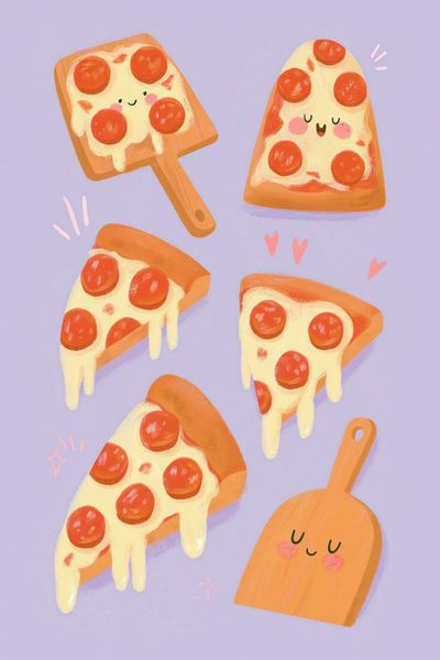 Cute Pizza Slice Illustration Poster. poster