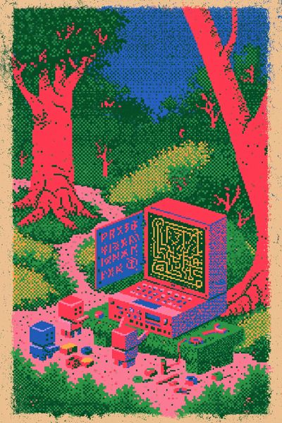 Pixel Forest Maze Poster. poster