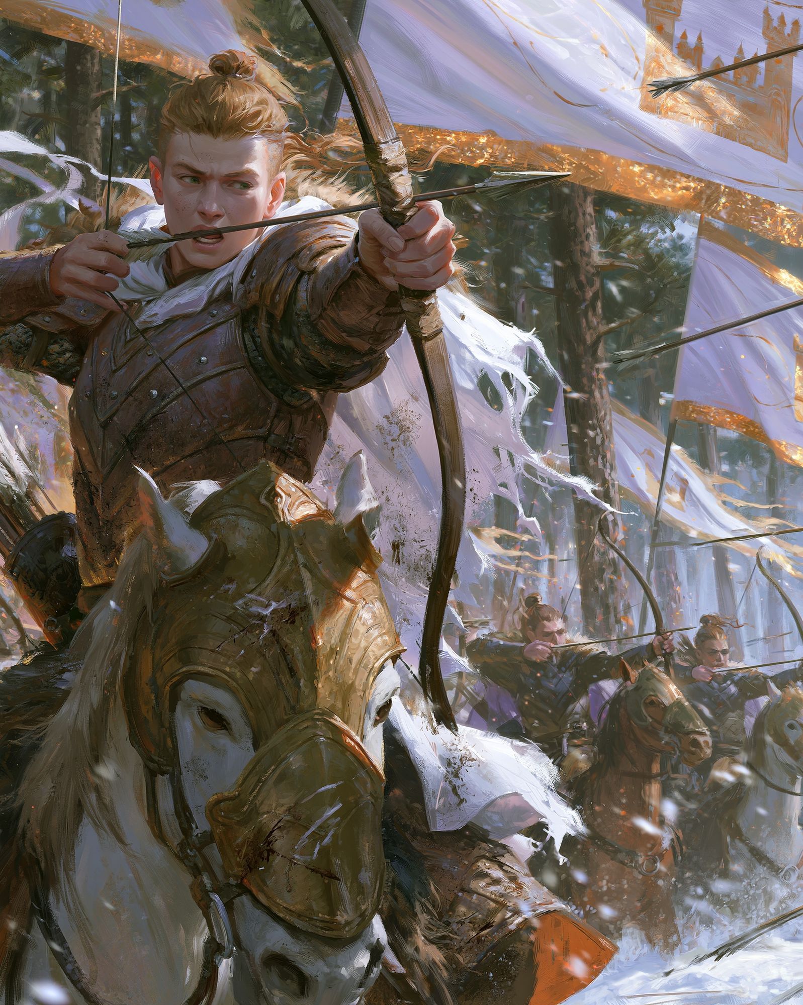 Elven Archer Battle Illustration Poster. poster — illustration art