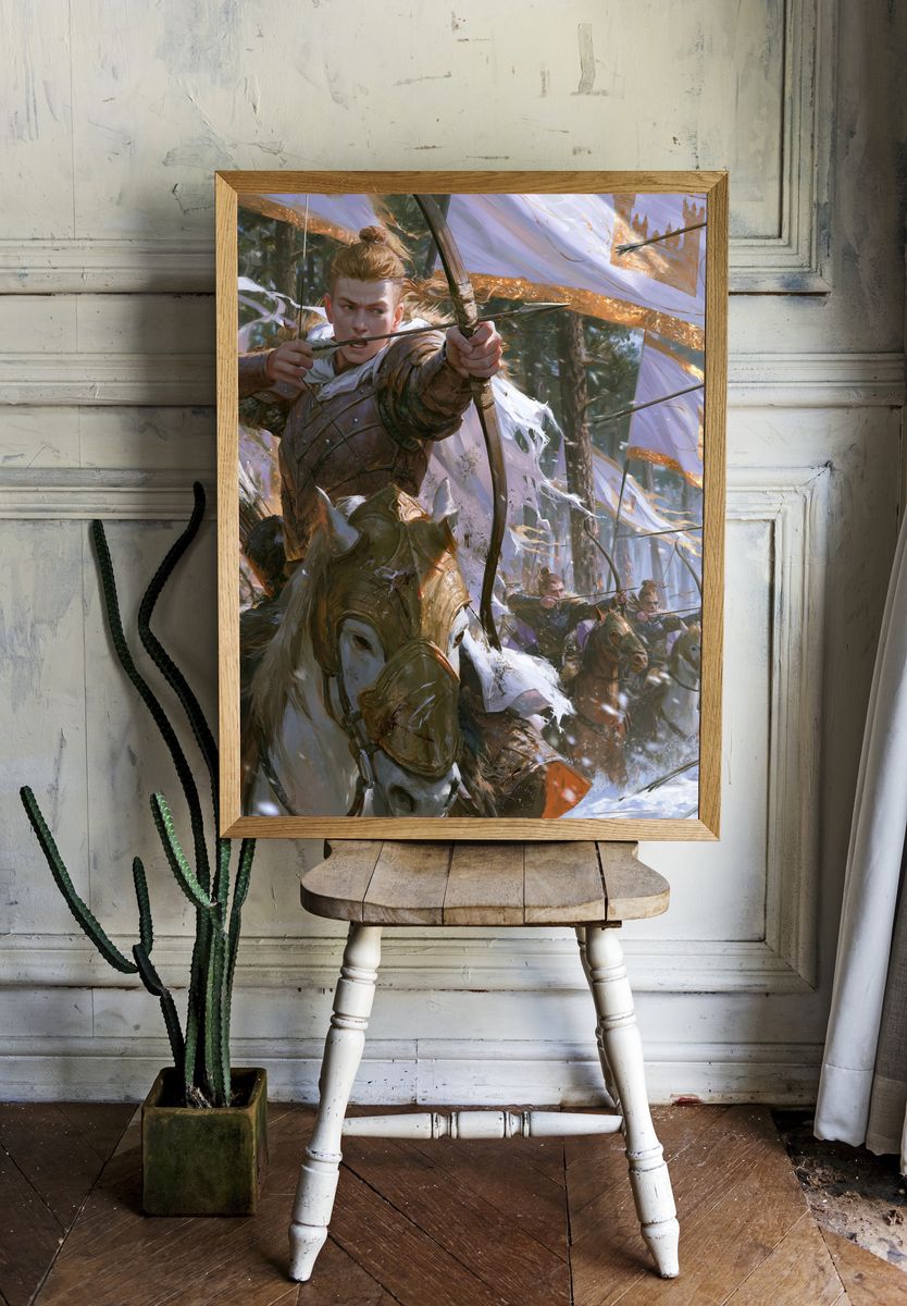Elven Archer Battle Illustration Poster. room preview