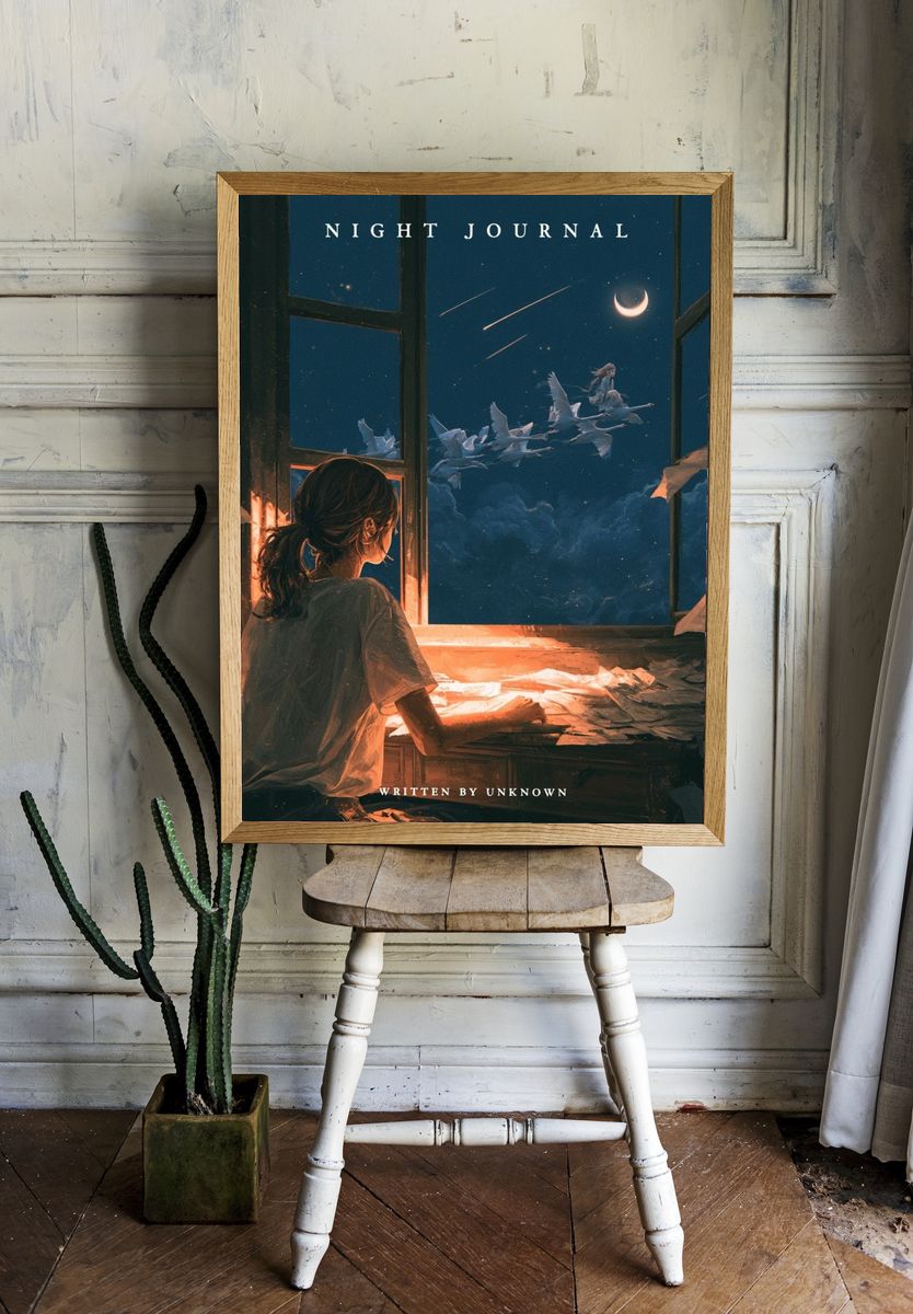 Night Journal Surreal Illustration Poster. — room view 1