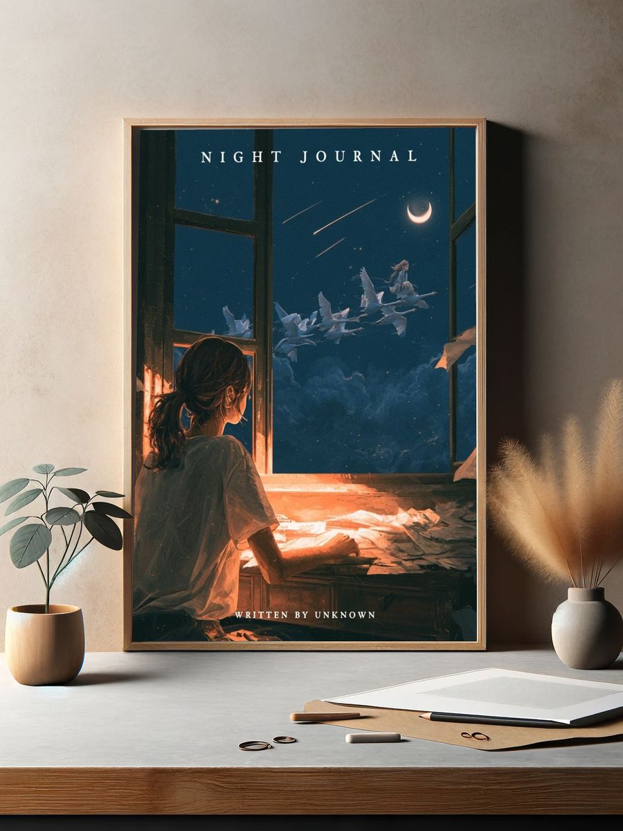 Night Journal Surreal Illustration Poster. — room view 2