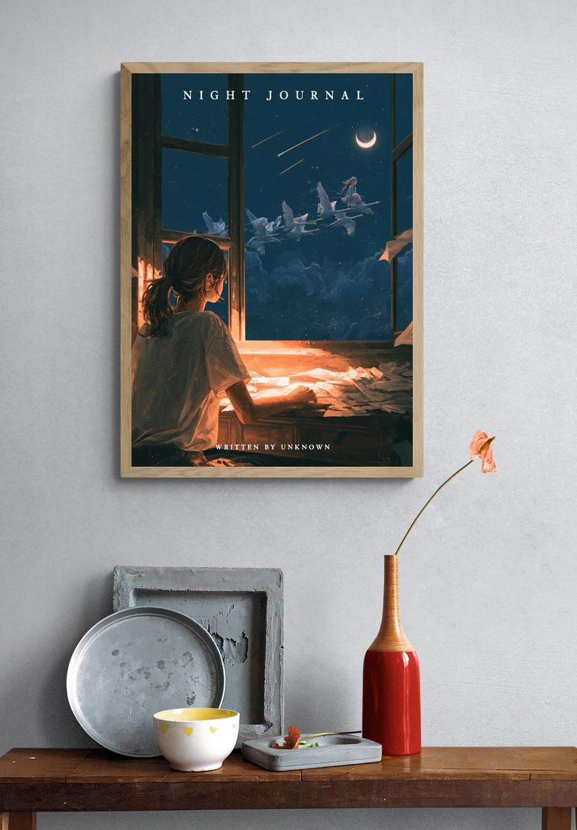 Night Journal Surreal Illustration Poster. — room view 3