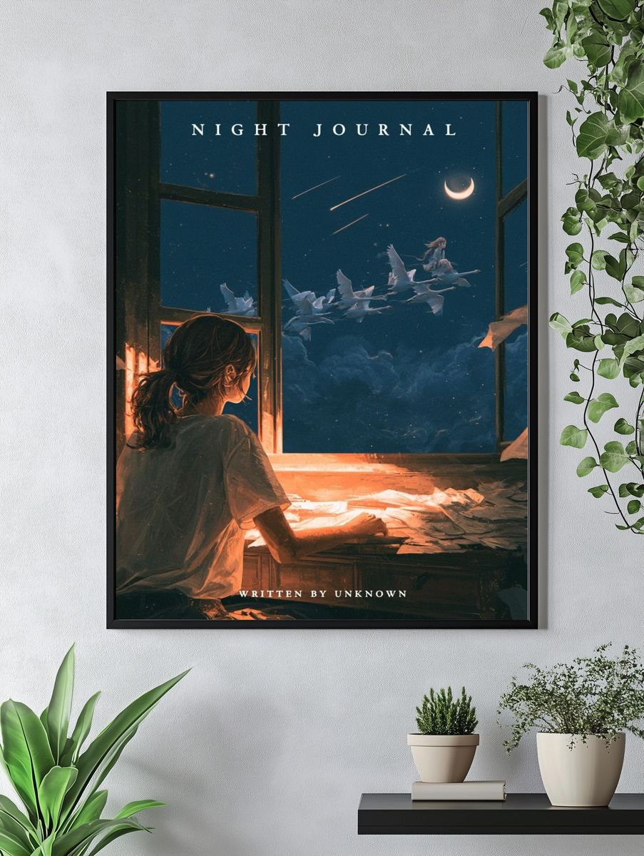Night Journal Surreal Illustration Poster. — room view 4