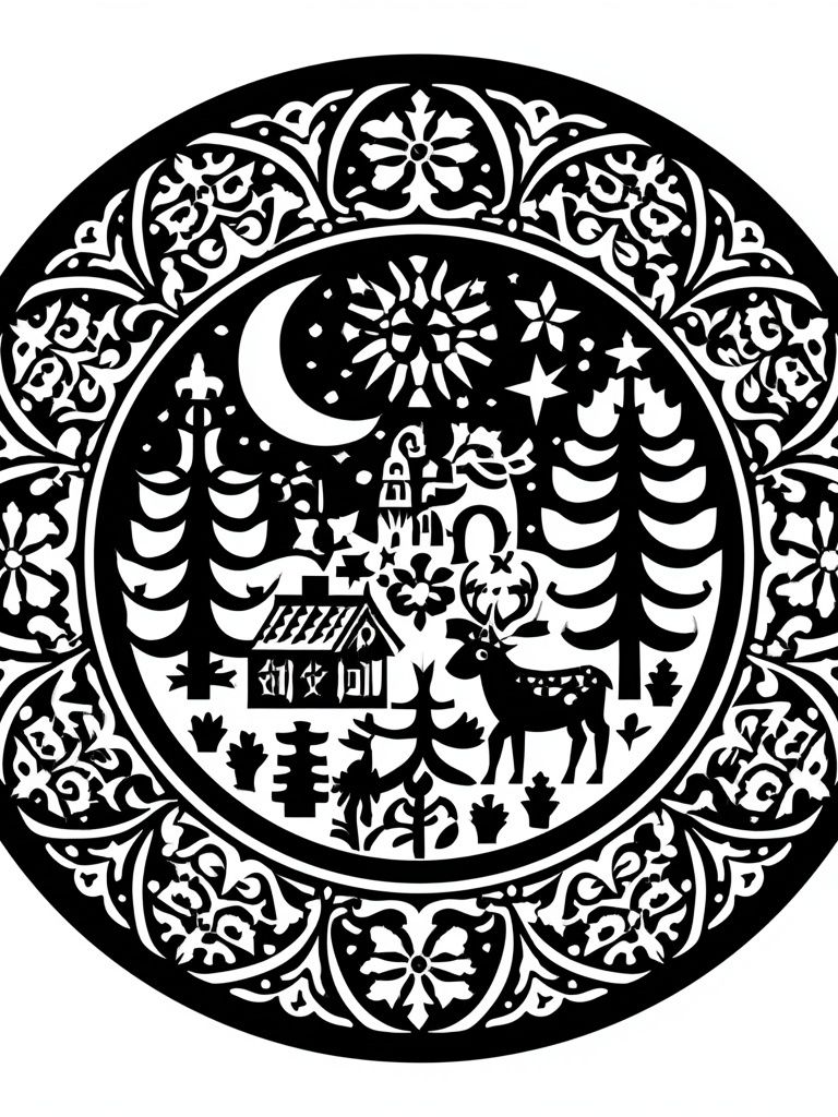 Winter Forest Silhouette Print. poster detail