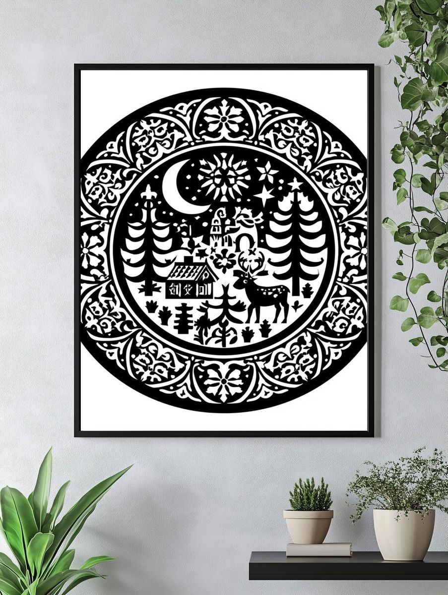Winter Forest Silhouette Print. — room view 4