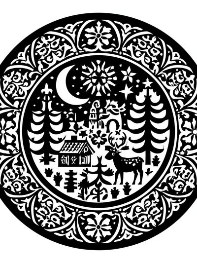 Winter Forest Silhouette Print.