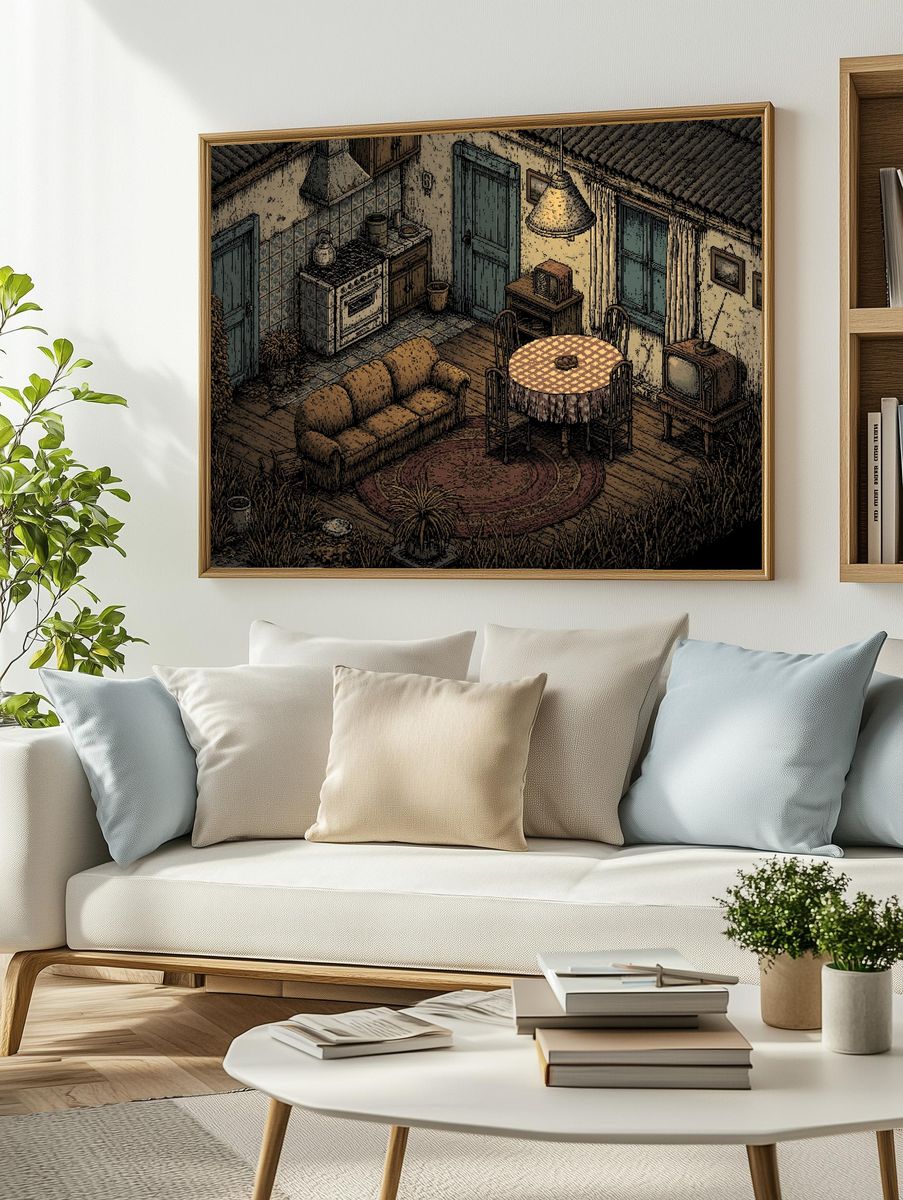 Cozy Rustic Kitchen Interior Poster. — room view 2