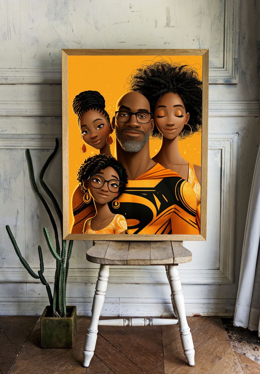 African Family Portrait Illustration Poster. room preview