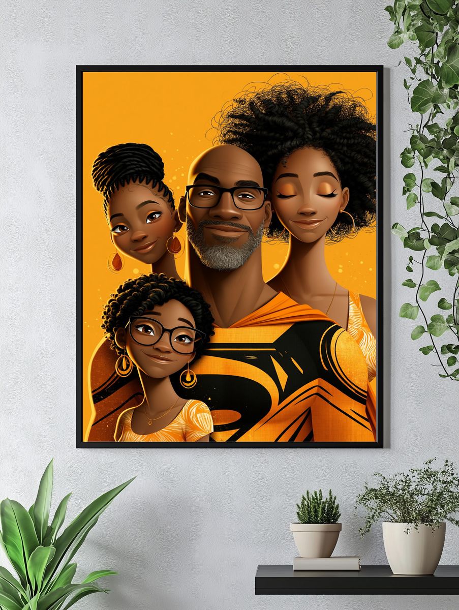 African Family Portrait Illustration Poster. — room view 4
