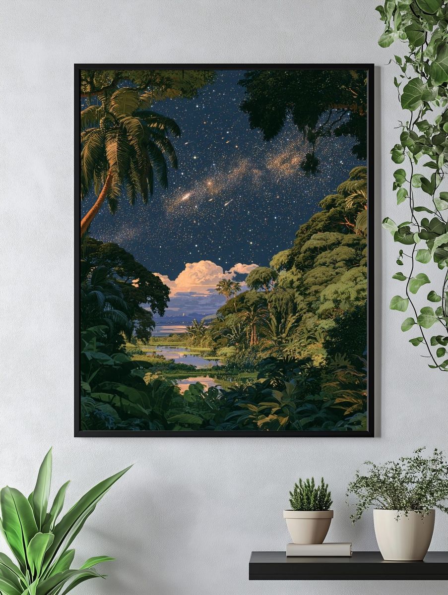 Tropical Night Sky Illustration Poster. — room view 4