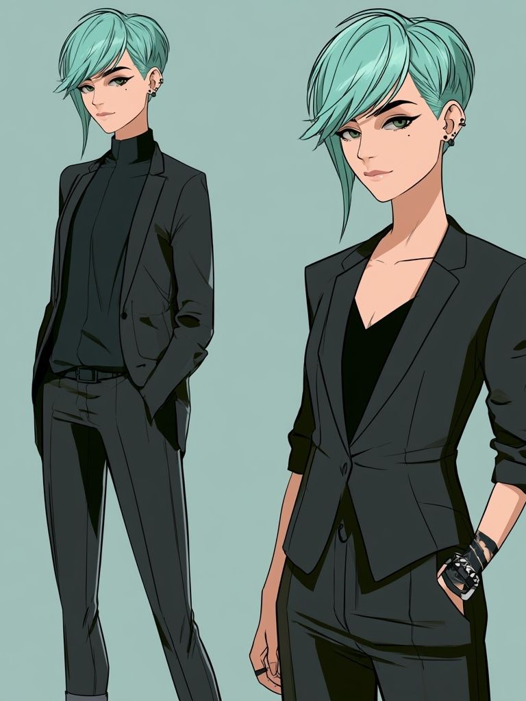 Mint-Haired Fashion Portrait Print. poster detail